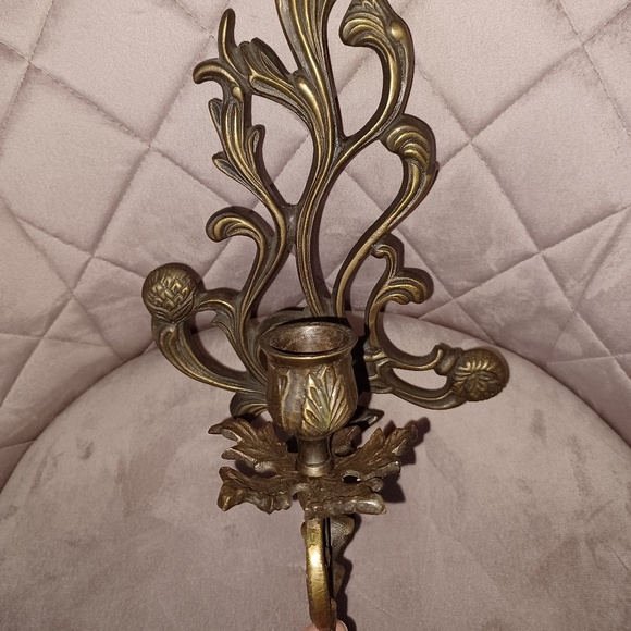Cast iron/bronze Floral Vine Wall Candle Holder Made in India - Picture 2 of 7
